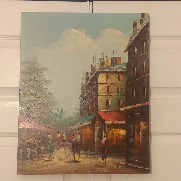 City Street Scene Original Oil Painting on Canvas  20 x 16" - Picture 6 of 6